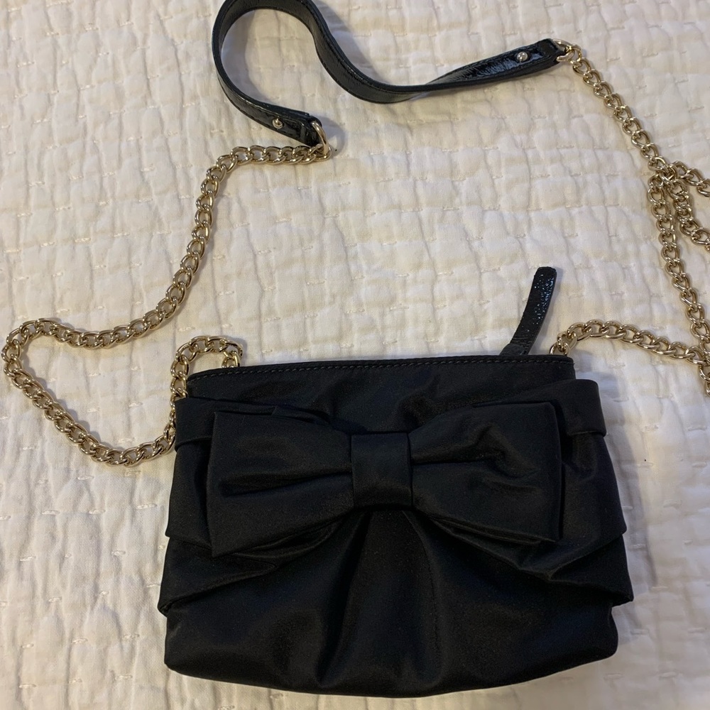 Kate spade black crossbody gold strap